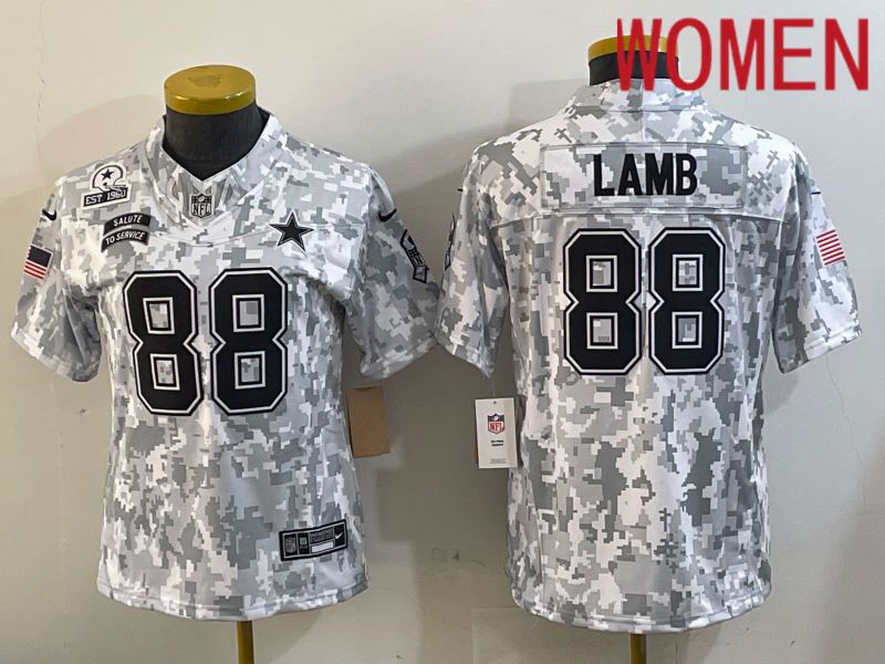 Women Dallas Cowboys #88 Lamb Nike Arctic Camo 2024 Salute to Service Limited NFL Jersey style 3->women nfl jersey->Women Jersey